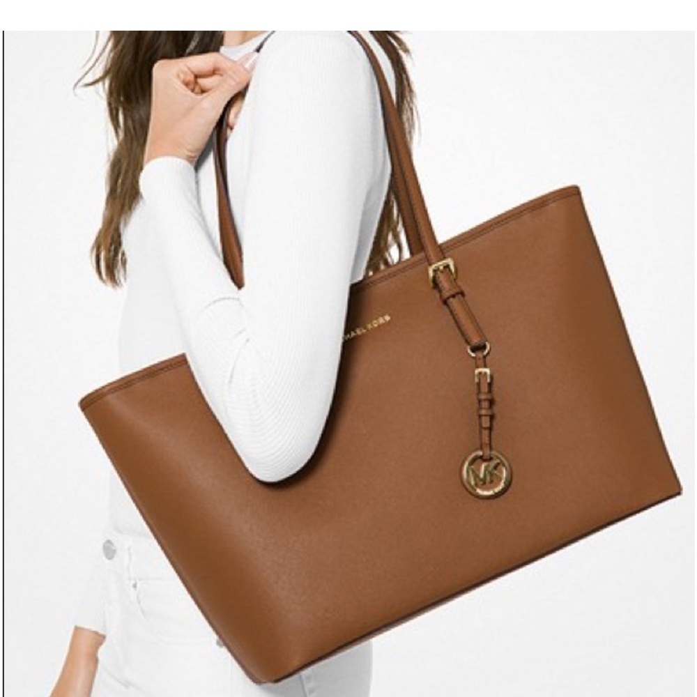 Michael Kors Tan Leather Tote with Gold Charm - Picture 2 of 7
